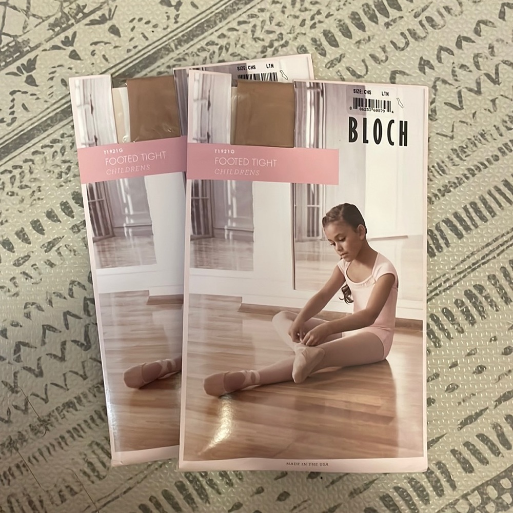 Bloch light tan children’s size small footed tights 2 packs